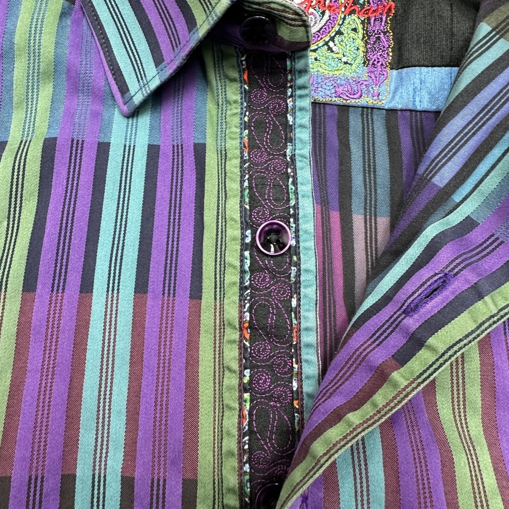 Robert Graham Shirt Mens Medium Classic Fit Striped Unique Dress Casual Button U - Picture 6 of 15